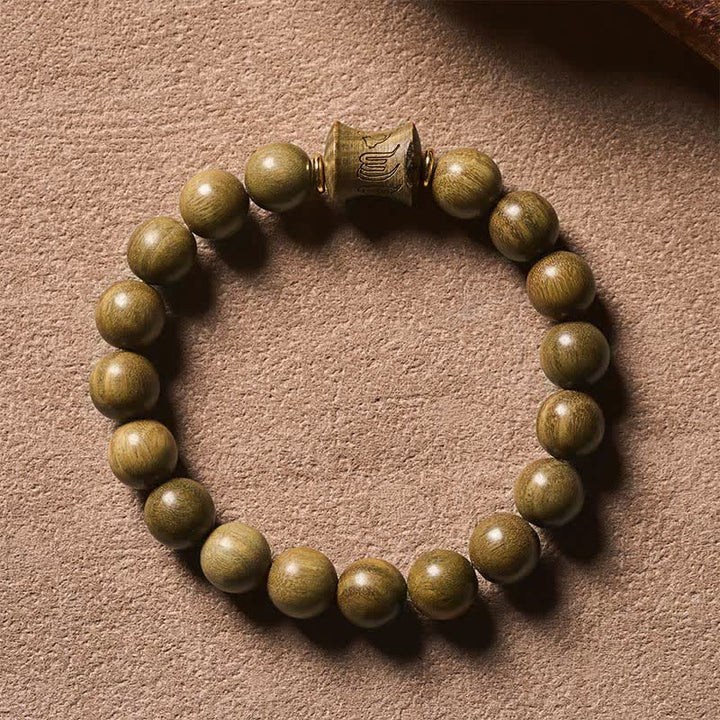 Buddha Stones Green Sandalwood Meditation Round Bead Bracelet - image 10