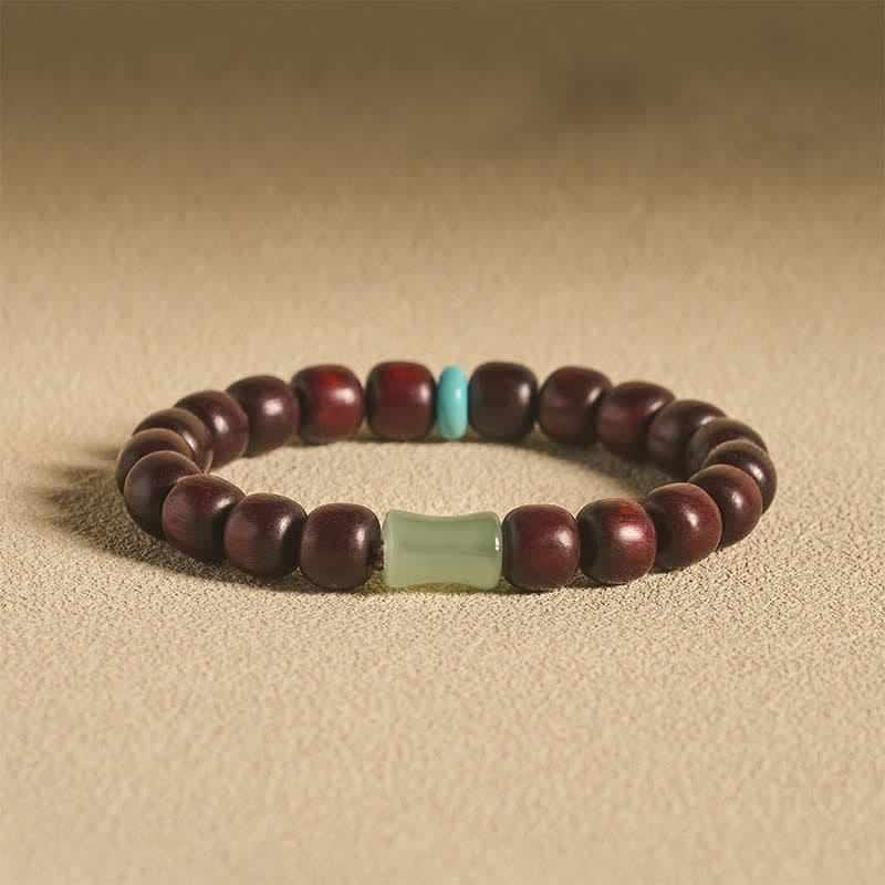 Buddha Stones Vintage Red Sandalwood Ebony Wood Bamboo Protection Bracelet - 10mm Red Sandalwood(Auspicious ♥ Blessing) - image 0