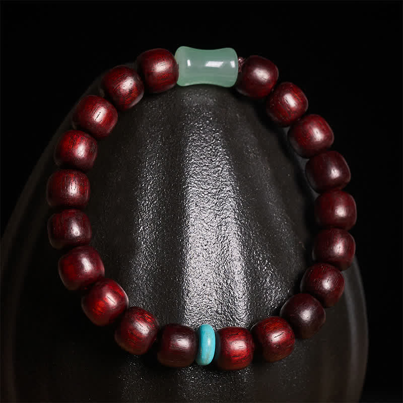 Buddha Stones Vintage Red Sandalwood Ebony Wood Bamboo Protection Bracelet - image 2