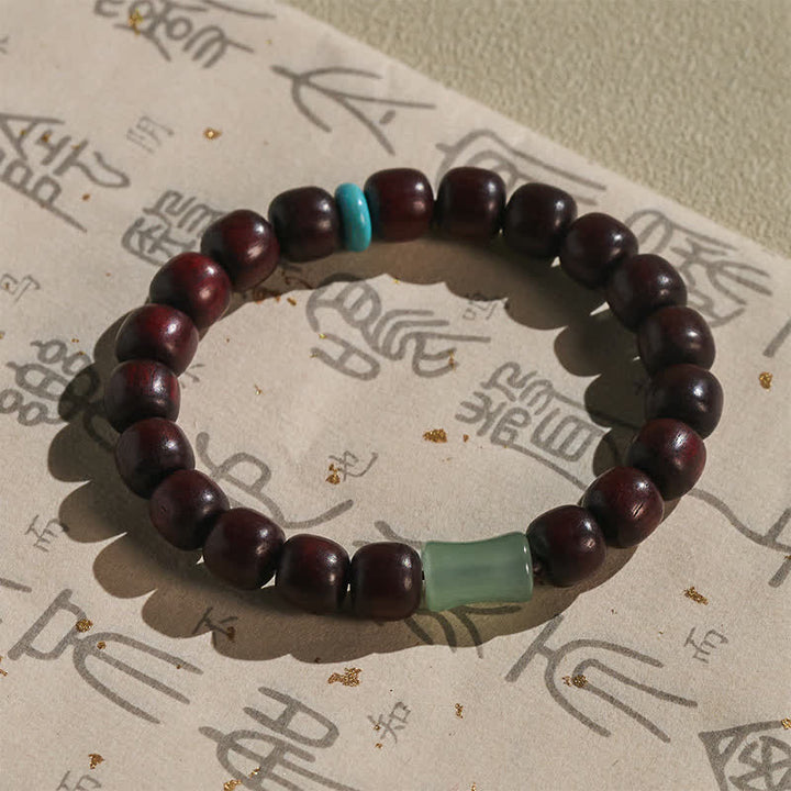Buddha Stones Vintage Red Sandalwood Ebony Wood Bamboo Protection Bracelet - image 3