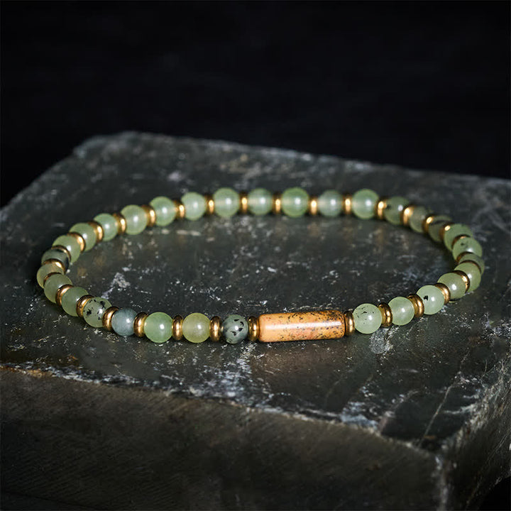 Buddha Stones Green Grape Agate Picture Jasper Growth Round Beaded Bracelet - image 2