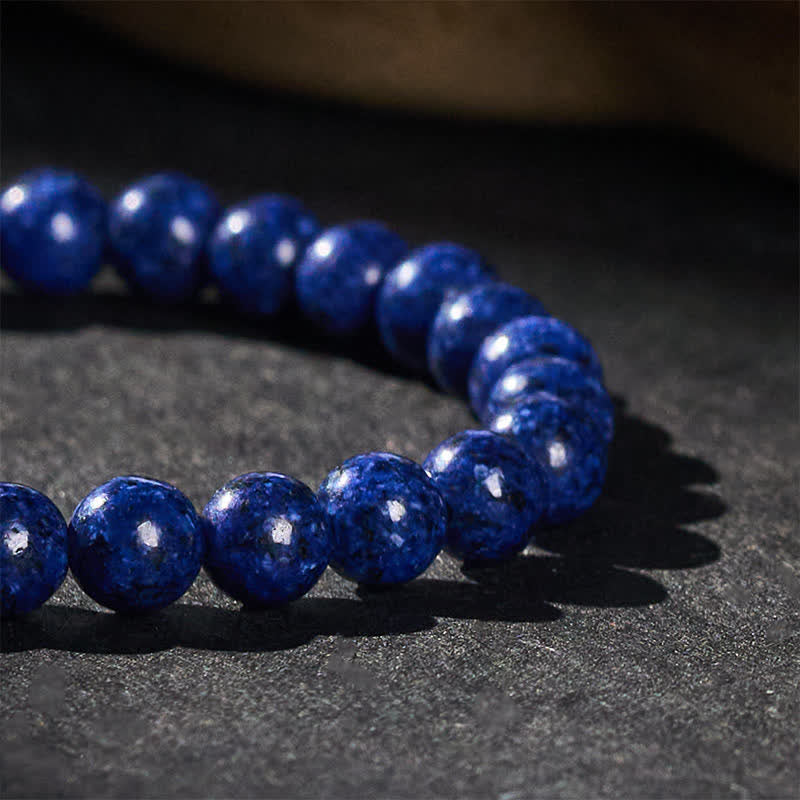 Buddha Stones Lapis Lazuli Minimalist Stretch Bead Wisdom Bracelet - image 4