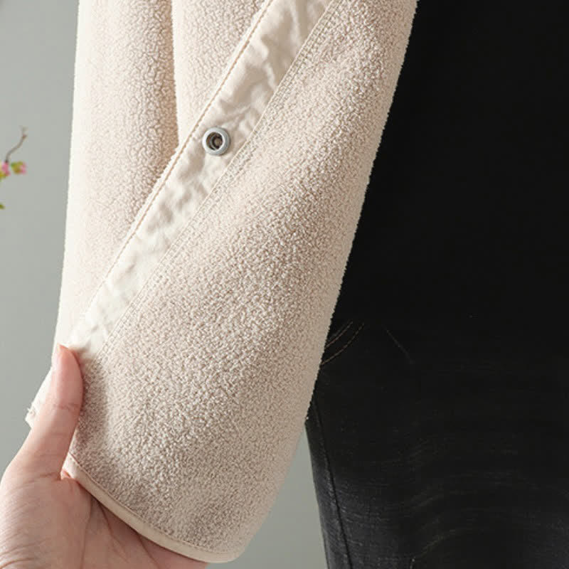 Buddha Stones Winter Casual Tang Style Mandarin Collar Solid Women's Jacket With Pocket - image 12