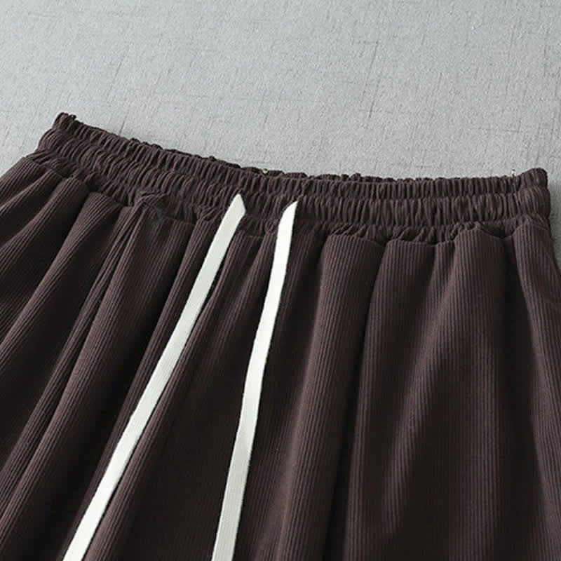 Buddha Stones Spring Summer Casual Drawstring Solid Capri Pants Women's Wide Leg Pants With Pocket - image 5