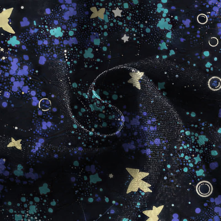Buddha Stones Pure Cotton Starry Ocean Butterfly Koi Fish Pattern Frog Button Women's Elastic Waist Harem Pants With Pockets - image 4