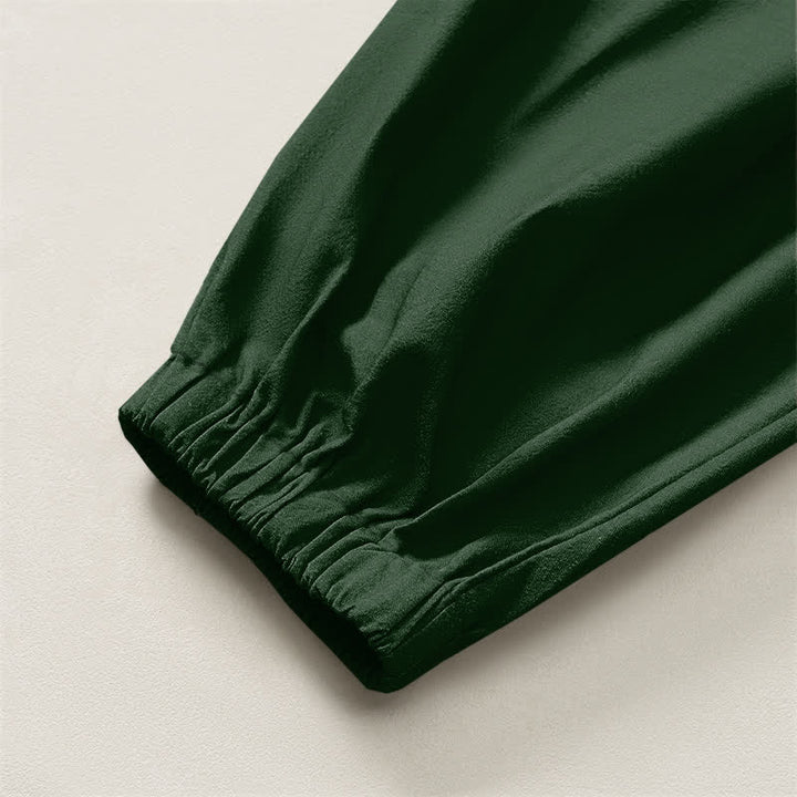 Buddha Stones Pure Cotton Tiger Bamboo Pattern Drawstring Men's Harem Pants With Pockets - image 10