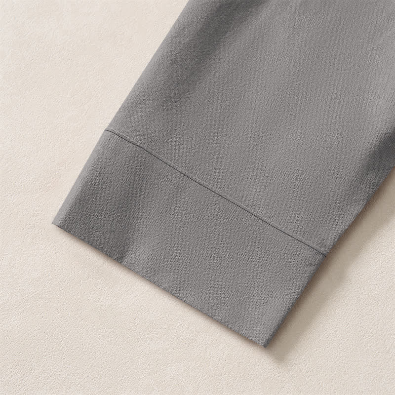 Buddha Stones Cotton Ink Landscape Pine Tree Mountains Pattern V-Neck Buttons Men's Long Sleeve Shirts - image 19