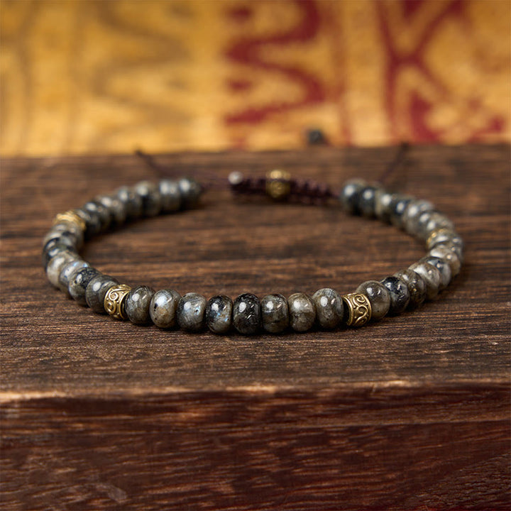 Buddha Stones Black Moonstone Vintage Abacus Bead Intuition Bracelet - image 2