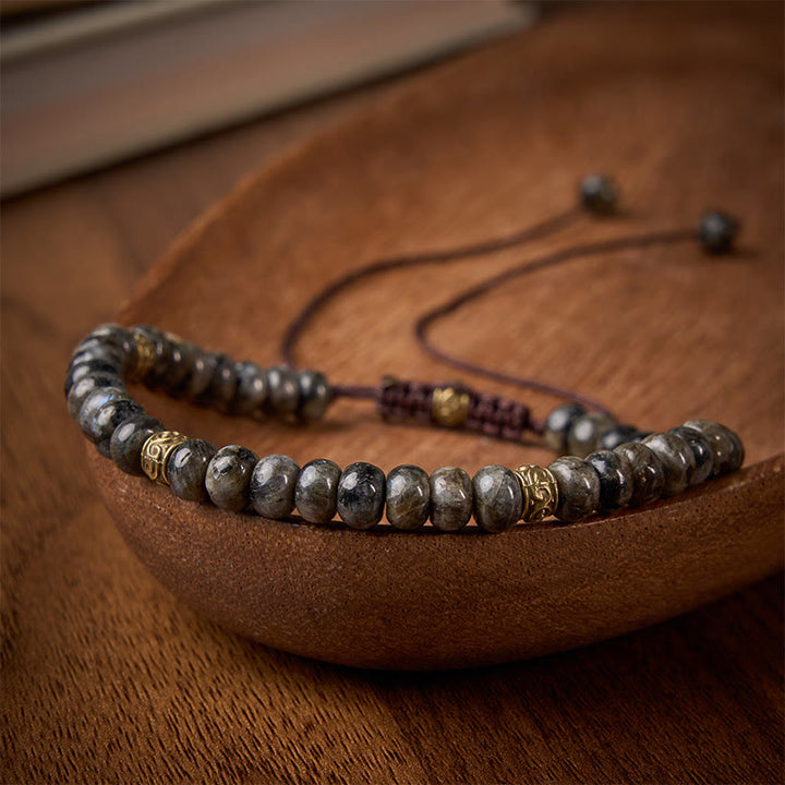 Buddha Stones Black Moonstone Vintage Abacus Bead Intuition Bracelet - Black Moonstone (Wrist Circumference: 6.3-6.7 in /16-17 cm) - image 0