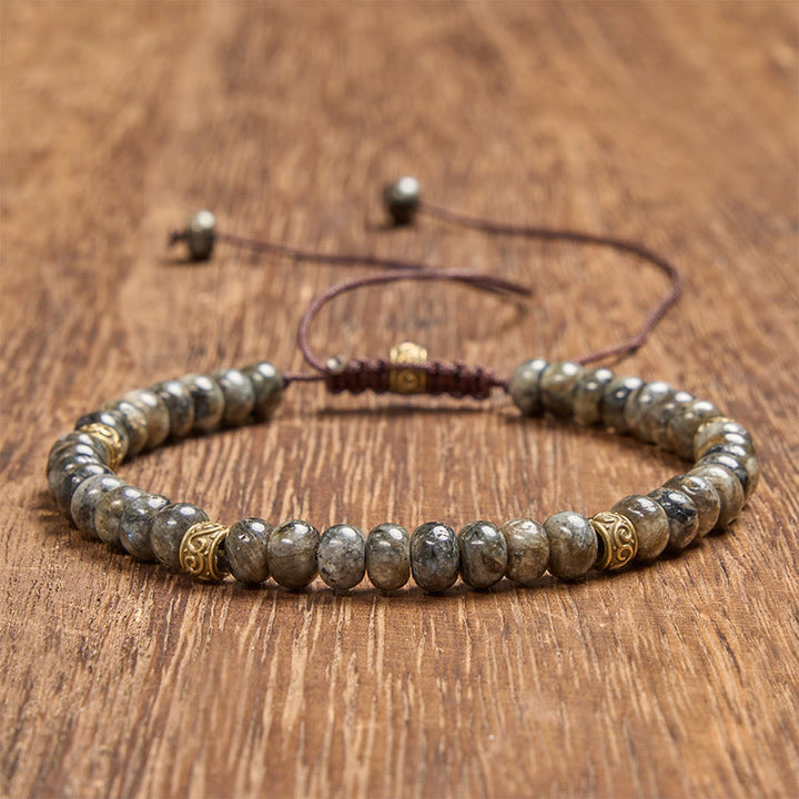 Buddha Stones Black Moonstone Vintage Abacus Bead Intuition Bracelet - image 2