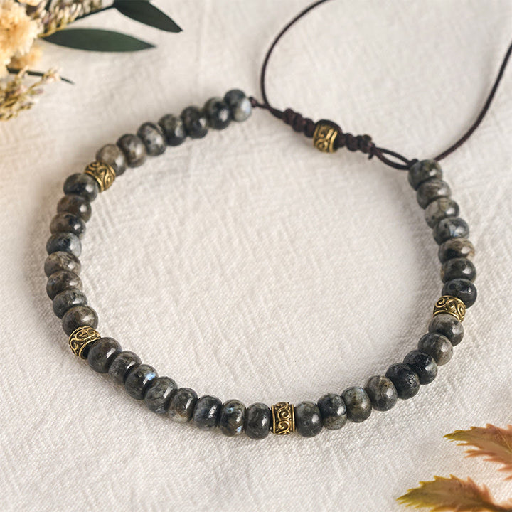 Buddha Stones Black Moonstone Vintage Abacus Bead Intuition Bracelet - image 4