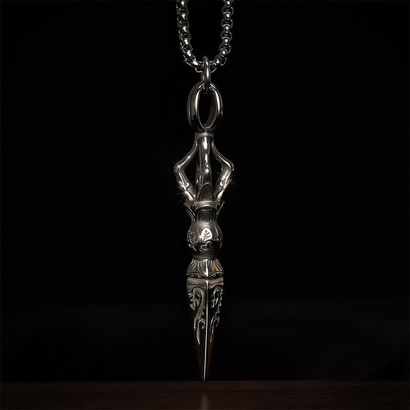 Buddha Stones Titanium Steel Vajra Spiritual Power Vintage Pendant Necklace - image 9