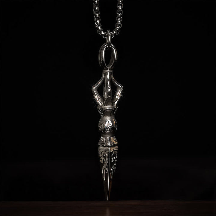 Buddha Stones Titanium Steel Vajra Spiritual Power Vintage Pendant Necklace - image 9