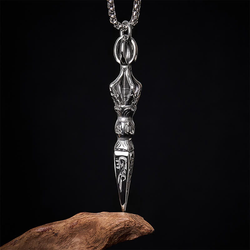 Buddha Stones Titanium Steel Vajra Spiritual Power Vintage Pendant Necklace - image 2