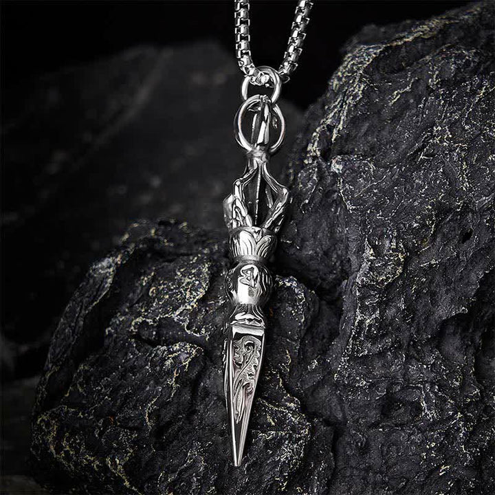 Buddha Stones Titanium Steel Vajra Spiritual Power Vintage Pendant Necklace - image 8