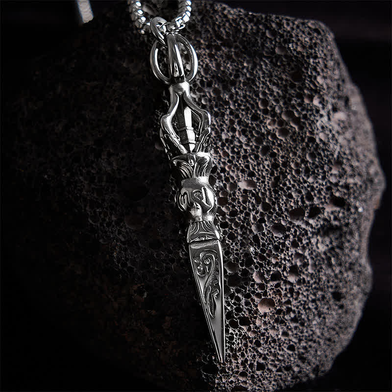 Buddha Stones Titanium Steel Vajra Spiritual Power Vintage Pendant Necklace - image 7