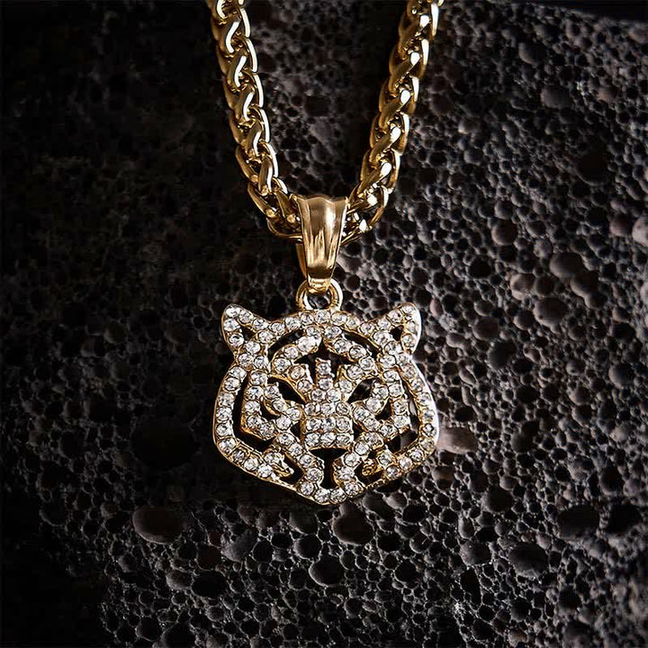 Buddha Stones Titanium Steel Chinese Zodiac Tiger Head Strength Necklace - image 3