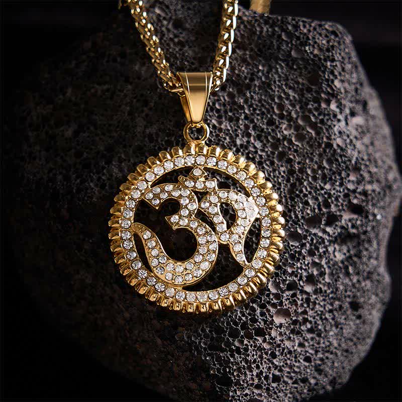 Buddha Stones Titanium Steel OM Pendant Necklace for Strength and Mindfulness - image 8