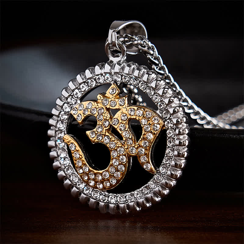 Buddha Stones Titanium Steel OM Pendant Necklace for Strength and Mindfulness - image 13