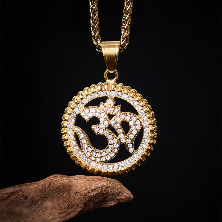 Buddha Stones Titanium Steel OM Pendant Necklace for Strength and Mindfulness - image 1