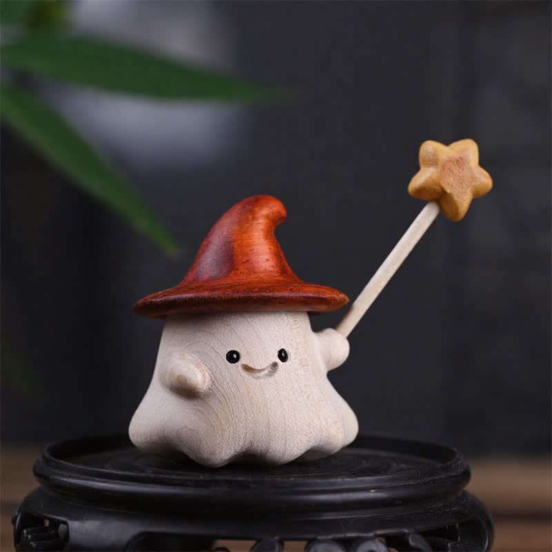 Buddha Stones Beech Wood Carved Small Elf Star Moon Healing Cute Cartoon Decor - Star Approx. 5.6x4.9x4.8cm - image 0