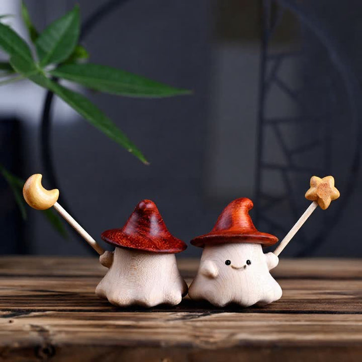 Buddha Stones Beech Wood Carved Small Elf Star Moon Healing Cute Cartoon Decor - image 5