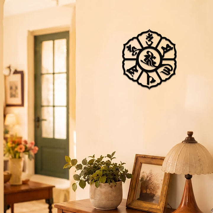 Buddha Stones Om Mani Padme Hum Wisdom Iron Metal Meaningful Symbols Wall Art - image 7