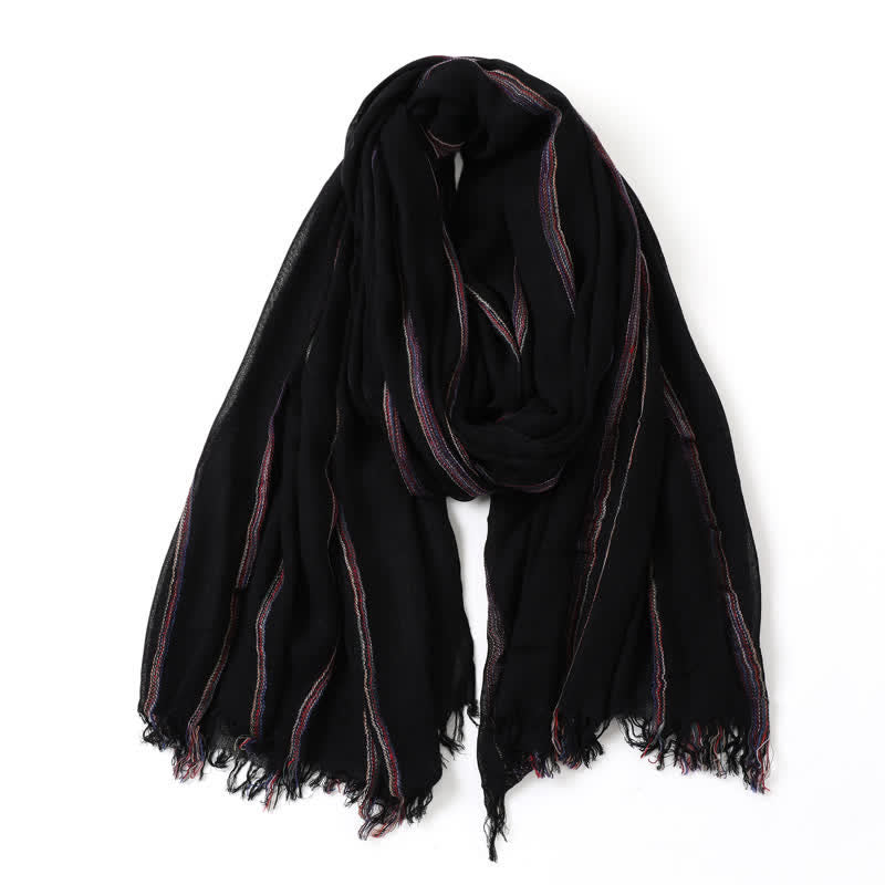 Buddha Stones Spring Fall Multistripe Tassel Lightweight Men's Scarf - image 3
