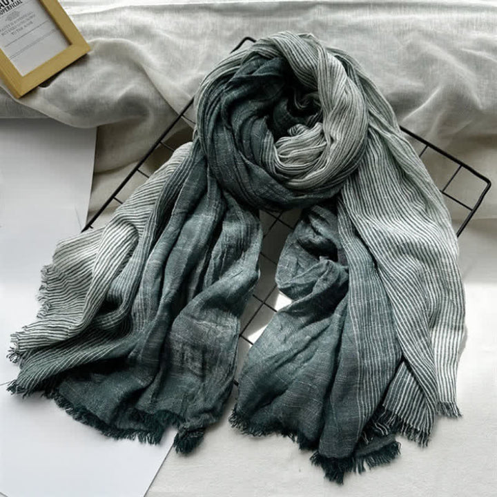 Buddha Stones Spring Fall Two Tone Fine Stripe Casual Tassel Men's Scarf - Teal - image 4