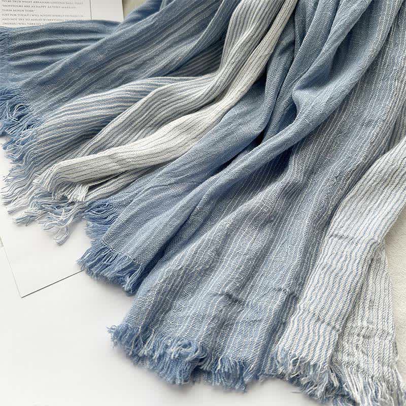 Buddha Stones Spring Fall Two Tone Fine Stripe Casual Tassel Men's Scarf - image 8