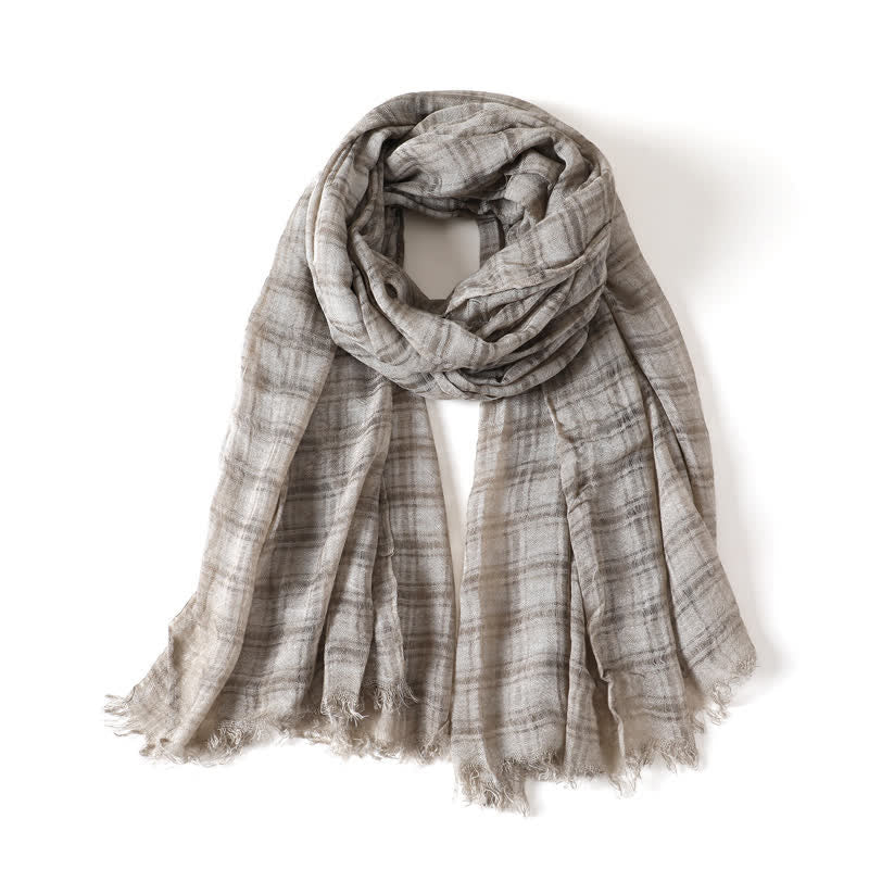 Buddha Stones Spring Fall Textured Checked Draped Men's Scarf - Silver - image 9
