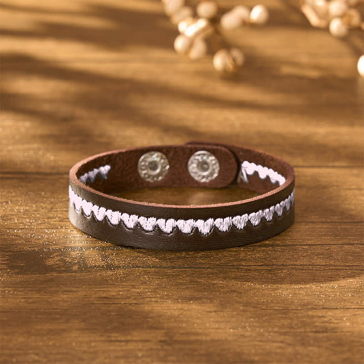 Buddha Stones Adjustable Leather Love Heart Embroidered Protection Buckle Bracelet - image 16