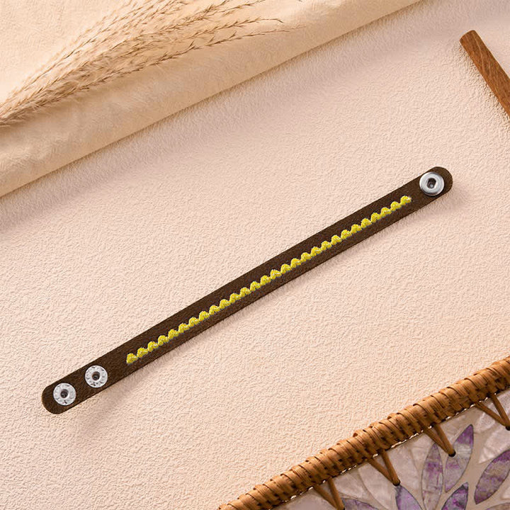 Buddha Stones Adjustable Leather Love Heart Embroidered Protection Buckle Bracelet - image 14