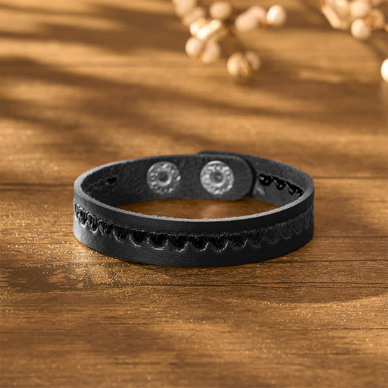 Buddha Stones Adjustable Leather Love Heart Embroidered Protection Buckle Bracelet - image 30