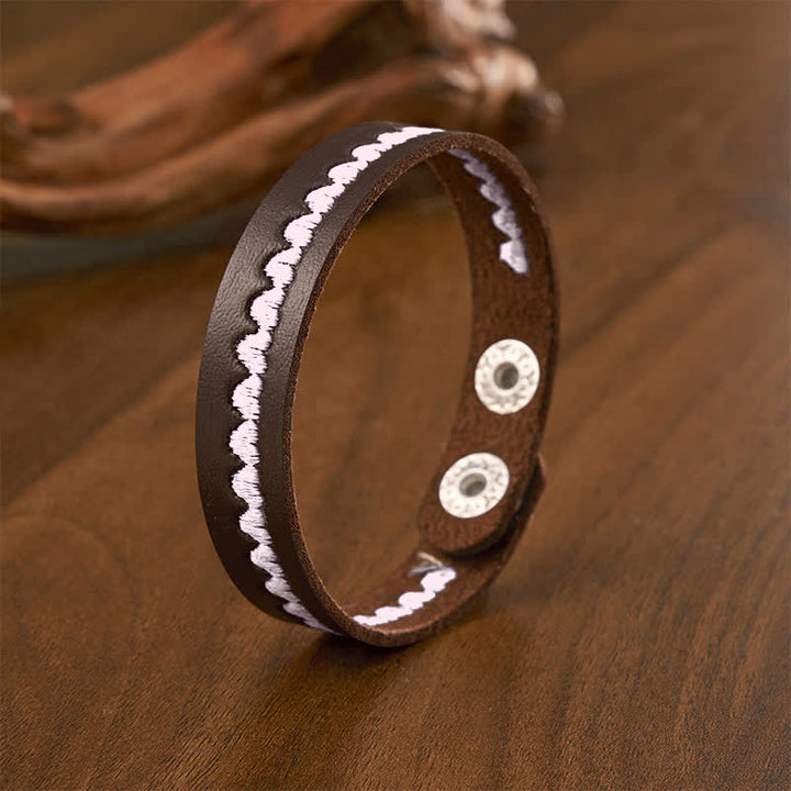 Buddha Stones Adjustable Leather Love Heart Embroidered Protection Buckle Bracelet - Pink(Wrist Circumference: Approx. 6.7–7.5 in / 17–19 cm) - image 15