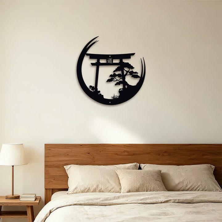 Buddha Stones Matte Black Torii And Pine Metal Meaningful Symbols Wall Art - image 12
