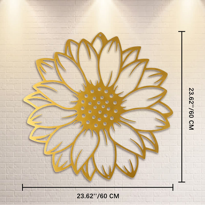 Buddha Stones Round Floral Sunflower Energy Iron Metal Wall Decor - Gold - Approx. 60cm x 60cm x 0.12cm / 23.62in x 23.62in x 0.05in - image 30