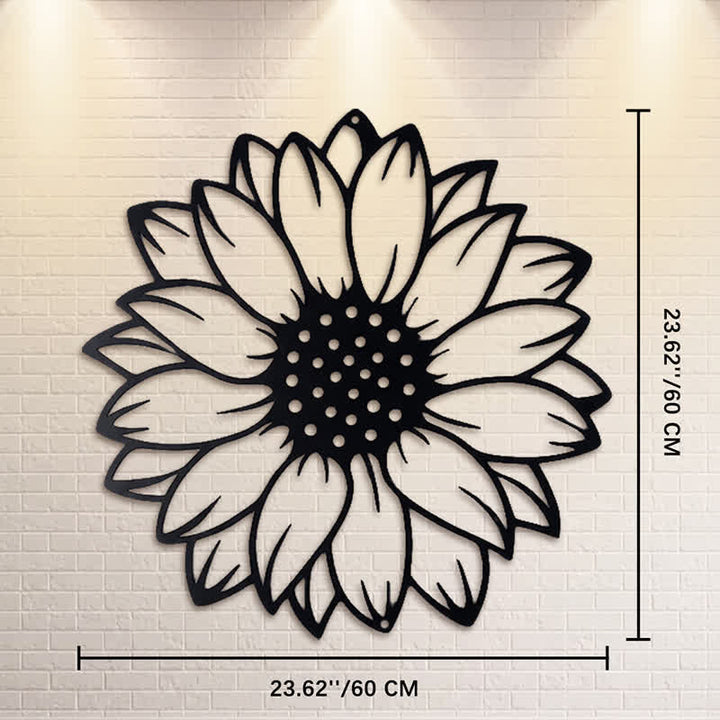 Buddha Stones Round Floral Sunflower Energy Iron Metal Wall Decor - Black - Approx. 60cm x 60cm x 0.12cm / 23.62in x 23.62in x 0.05in - image 15