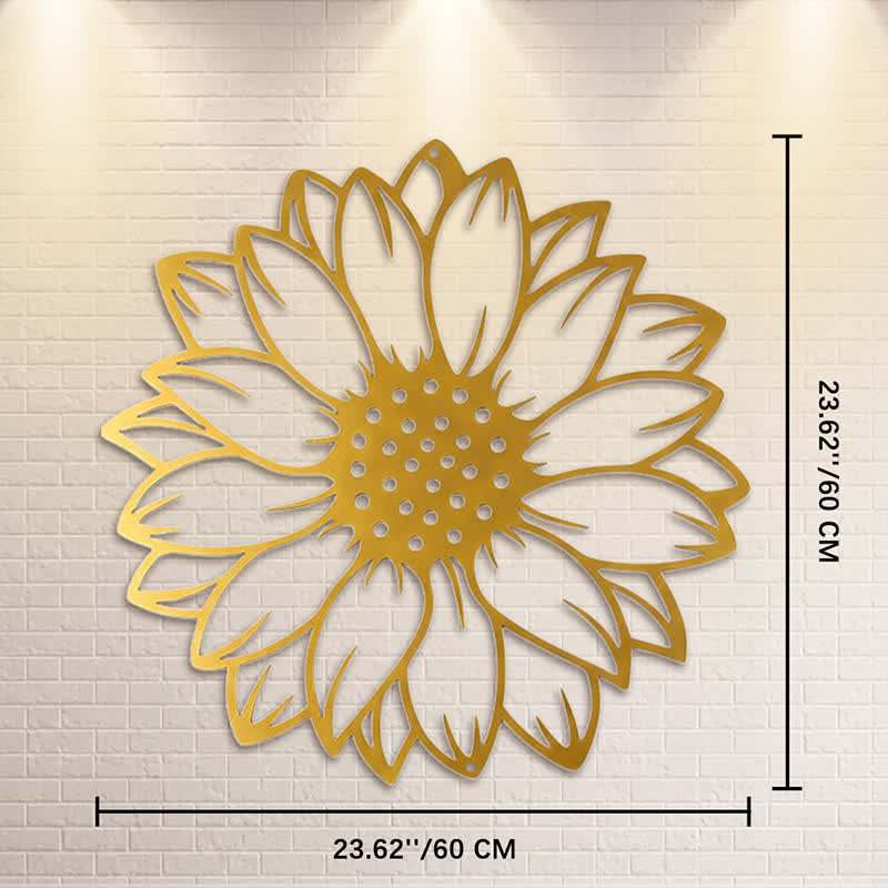 Buddha Stones Round Floral Sunflower Energy Iron Metal Wall Decor - Gold - Approx. 60cm x 60cm x 0.12cm / 23.62in x 23.62in x 0.05in - image 32