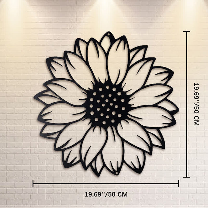 Buddha Stones Round Floral Sunflower Energy Iron Metal Wall Decor - Black - Approx. 50cm x 50cm x 0.12cm / 19.69in x 19.69in x 0.05in - image 11