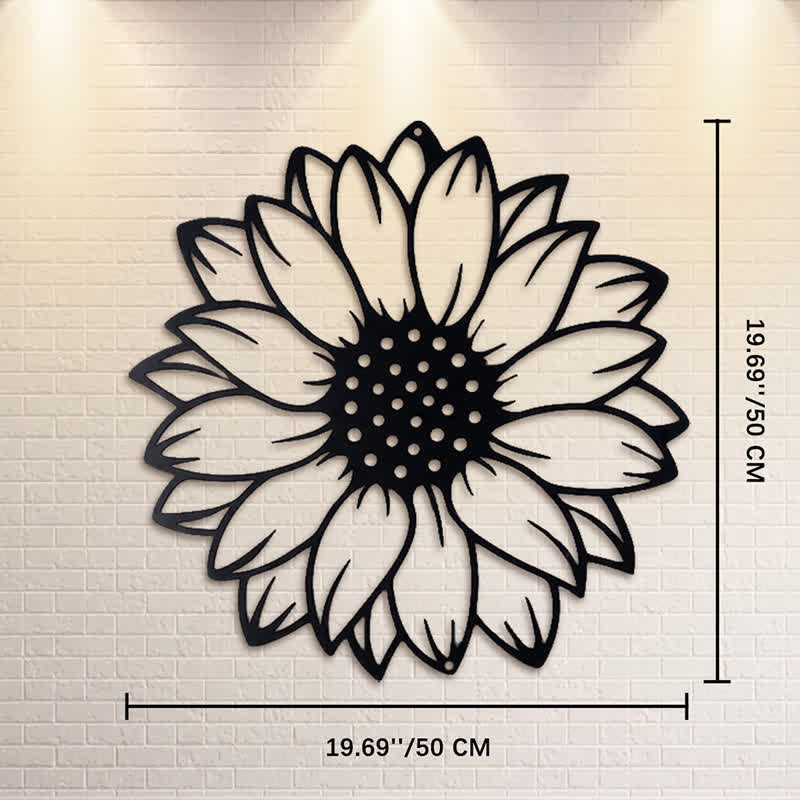 Buddha Stones Round Floral Sunflower Energy Iron Metal Wall Decor - Black - Approx. 50cm x 50cm x 0.12cm / 19.69in x 19.69in x 0.05in - image 13