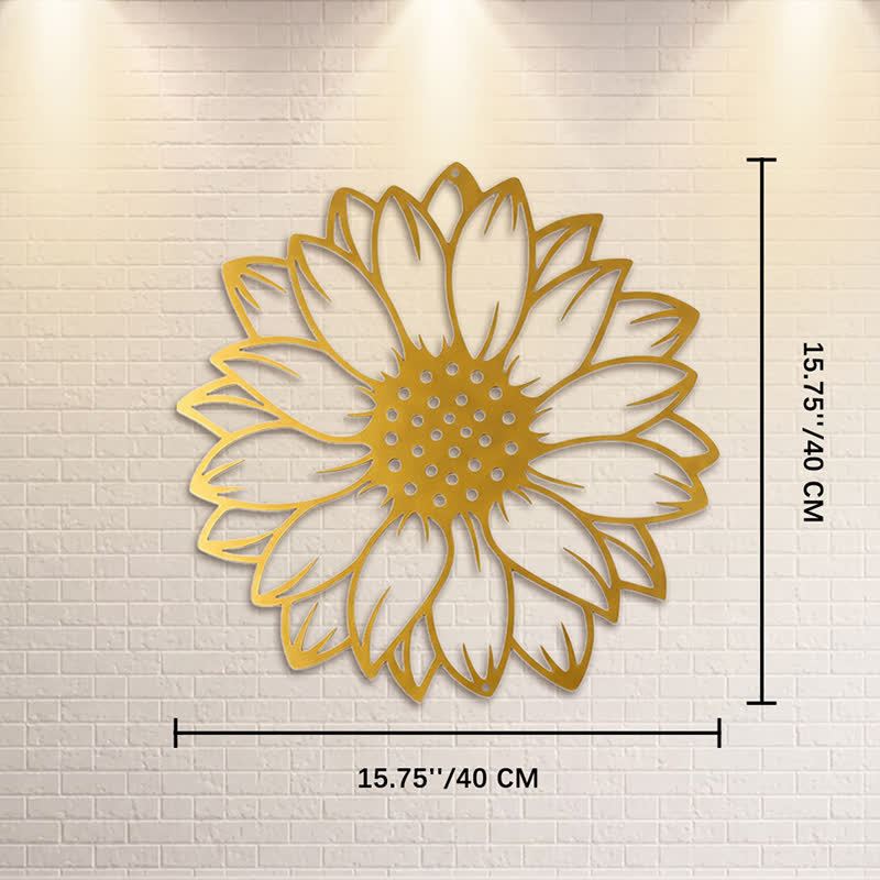 Buddha Stones Round Floral Sunflower Energy Iron Metal Wall Decor - Gold - Approx. 40cm x 40cm x 0.1cm / 15.75in x 15.75in x 0.04in - image 27