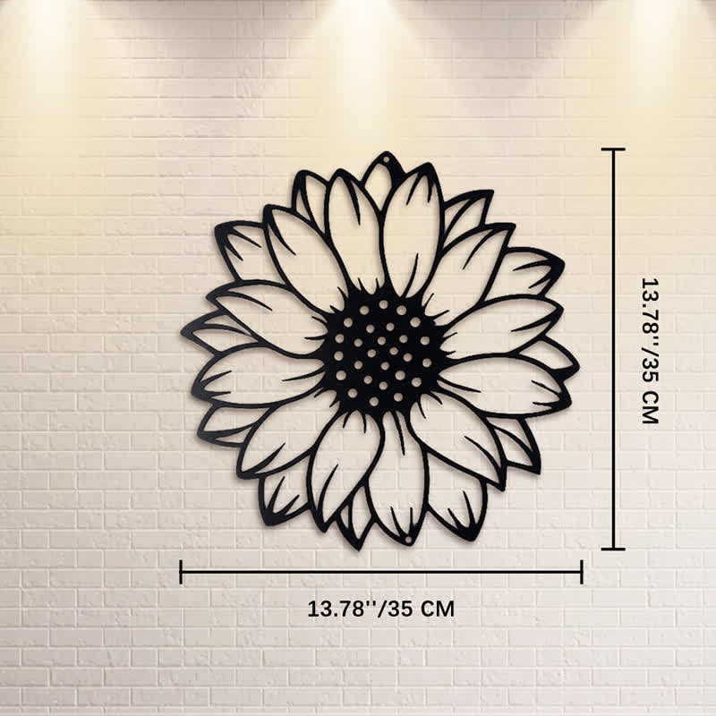 Buddha Stones Round Floral Sunflower Energy Iron Metal Wall Decor - Black - Approx. 35cm x 35cm x 0.1cm / 13.78in x 13.78in x 0.04in - image 6