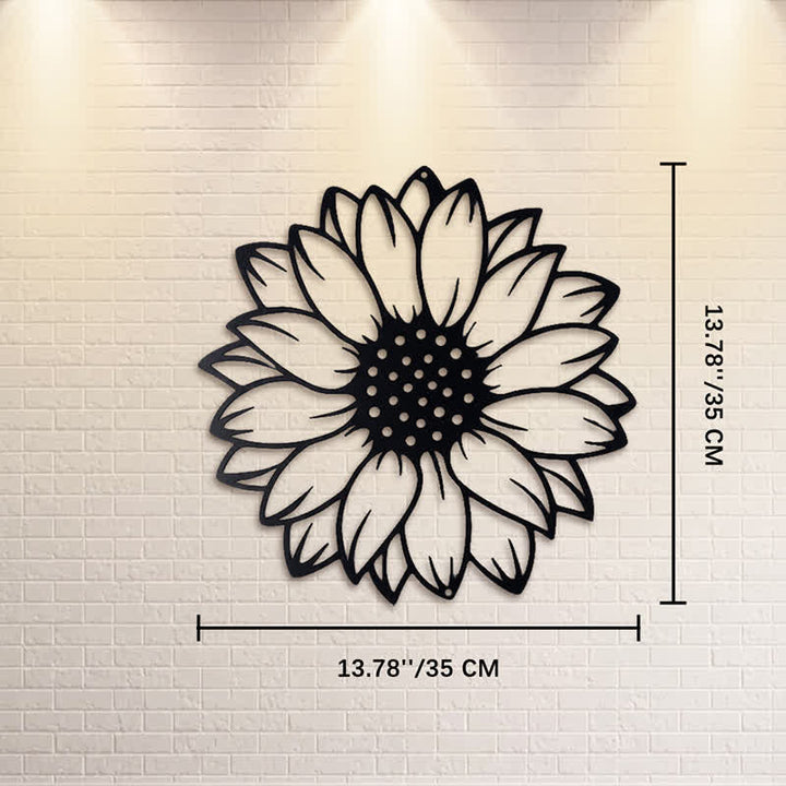 Buddha Stones Round Floral Sunflower Energy Iron Metal Wall Decor - Black - Approx. 35cm x 35cm x 0.1cm / 13.78in x 13.78in x 0.04in - image 6