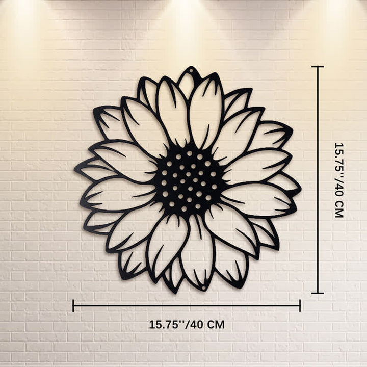 Buddha Stones Round Floral Sunflower Energy Iron Metal Wall Decor - Black - Approx. 40cm x 40cm x 0.1cm / 15.75in x 15.75in x 0.04in - image 10