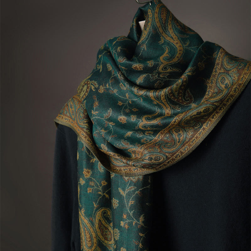 Buddha Stones Tibetan Cashew Flower Vine Print Tassels Shawl Fall Winter Soft Scarf Wrap - image 1