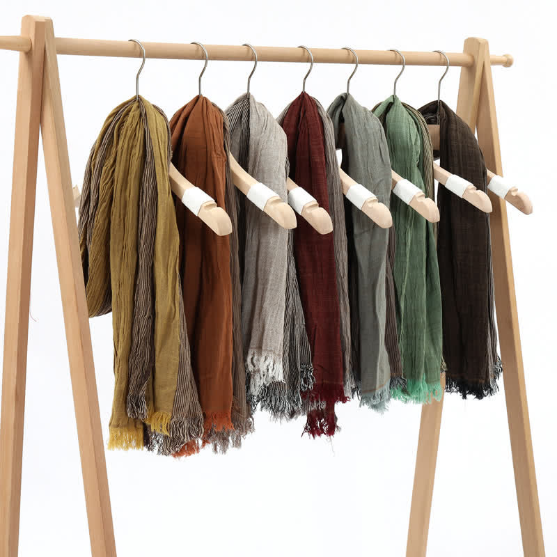 Buddha Stones Spring Fall Two Tone Olive Brown Crinkled Tassel Women's Scarf - image 13