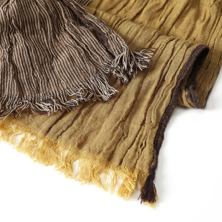 Buddha Stones Spring Fall Two Tone Olive Brown Crinkled Tassel Women's Scarf - image 11