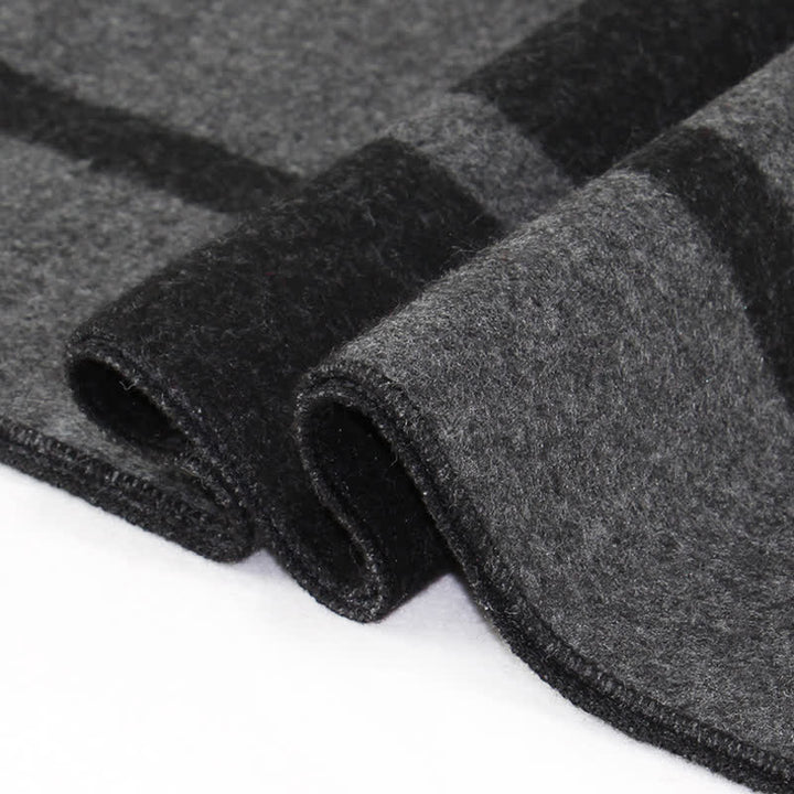 Buddha Stones Fall Winter Classic Black Gray Check Wrap Men's Scarf - image 3