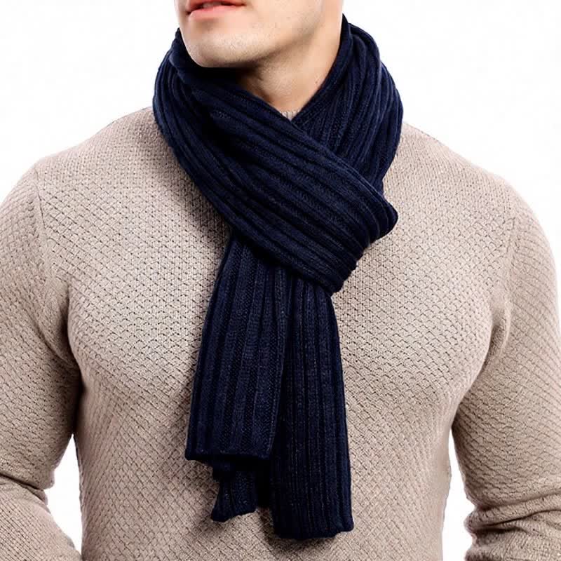 Buddha Stones Fall Winter Classic Long Ribbed Knit Men's Scarf - image 0